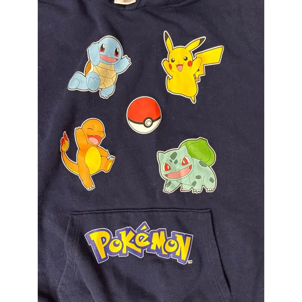 Nintendo Pokémon Characters Pikachu Graphic Fleece Hoodie in navy blue Youth Med